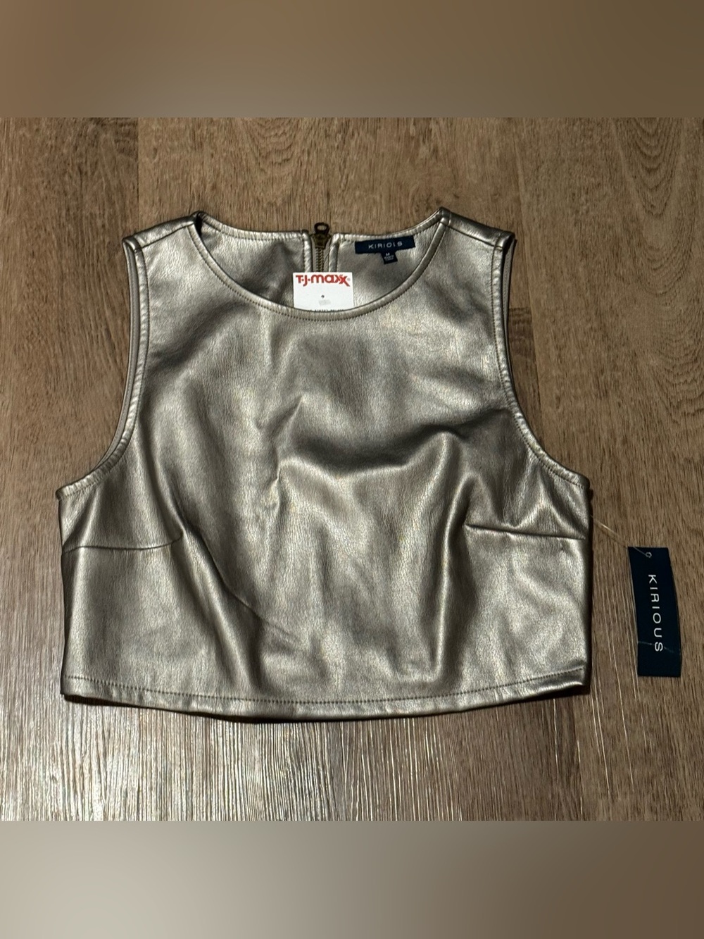 Kirious Metallic Silver Sleeveless Crop Top